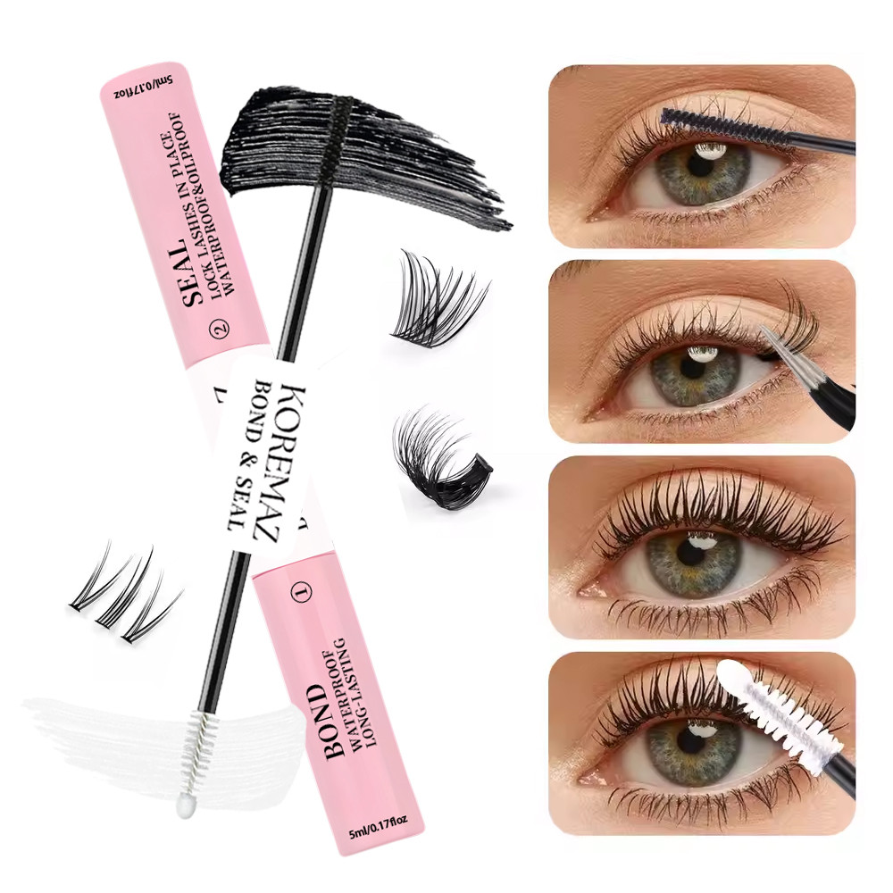 KOREMAZ Double End 5ml+5ml Eyelash Glue Raincoat Black Mascara ...