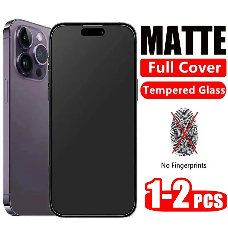 1-2 Pcs No Fingerprint Matte Tempered Glass Compatible For iPhone