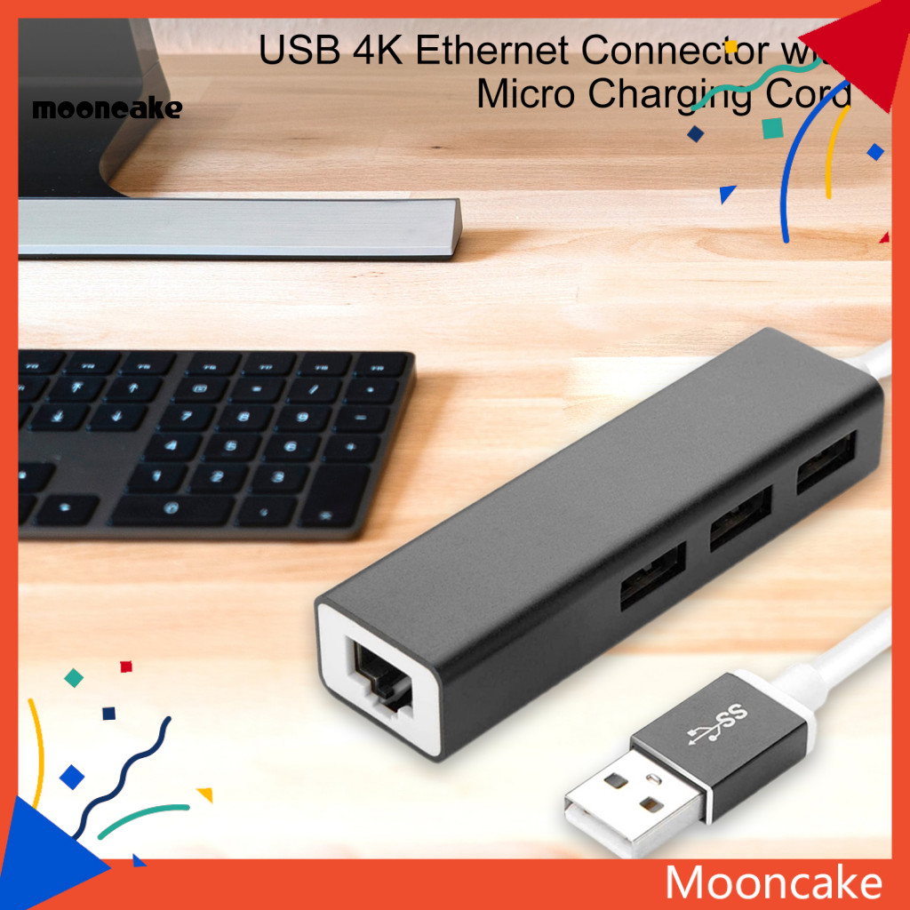 mooncake| Metal Network Adapter for Office USB 4K Ethernet Adapter with ...