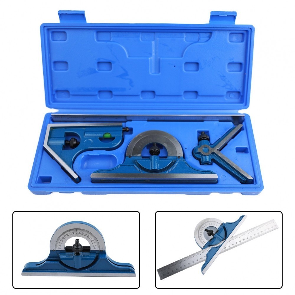 4Pcs 180 Degree Bevel Protractor Angle Combination Set Squares Ruler ...