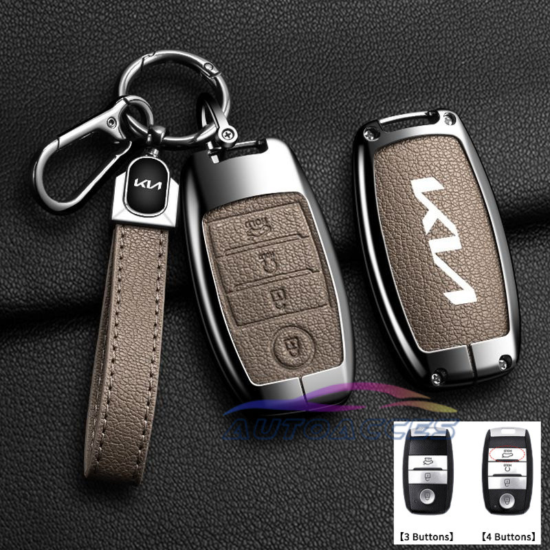 Ontto Leather Car Key Fob Cover Fit For Kia Sportage R Ray Sorento Soul Telluride SX Cerato 2020