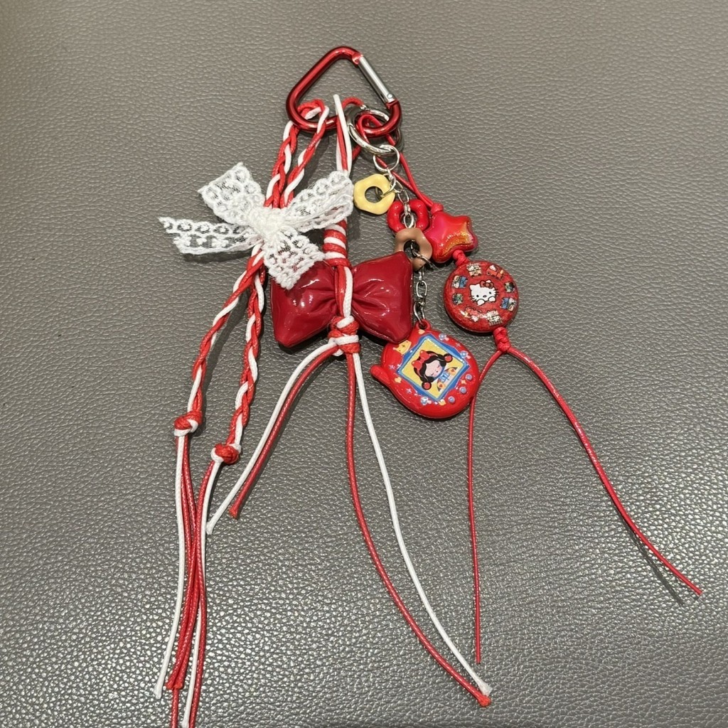 Korean miu Niche Bow Pendant Pendant Tie Bag Keychain Climbing Rope ins ...