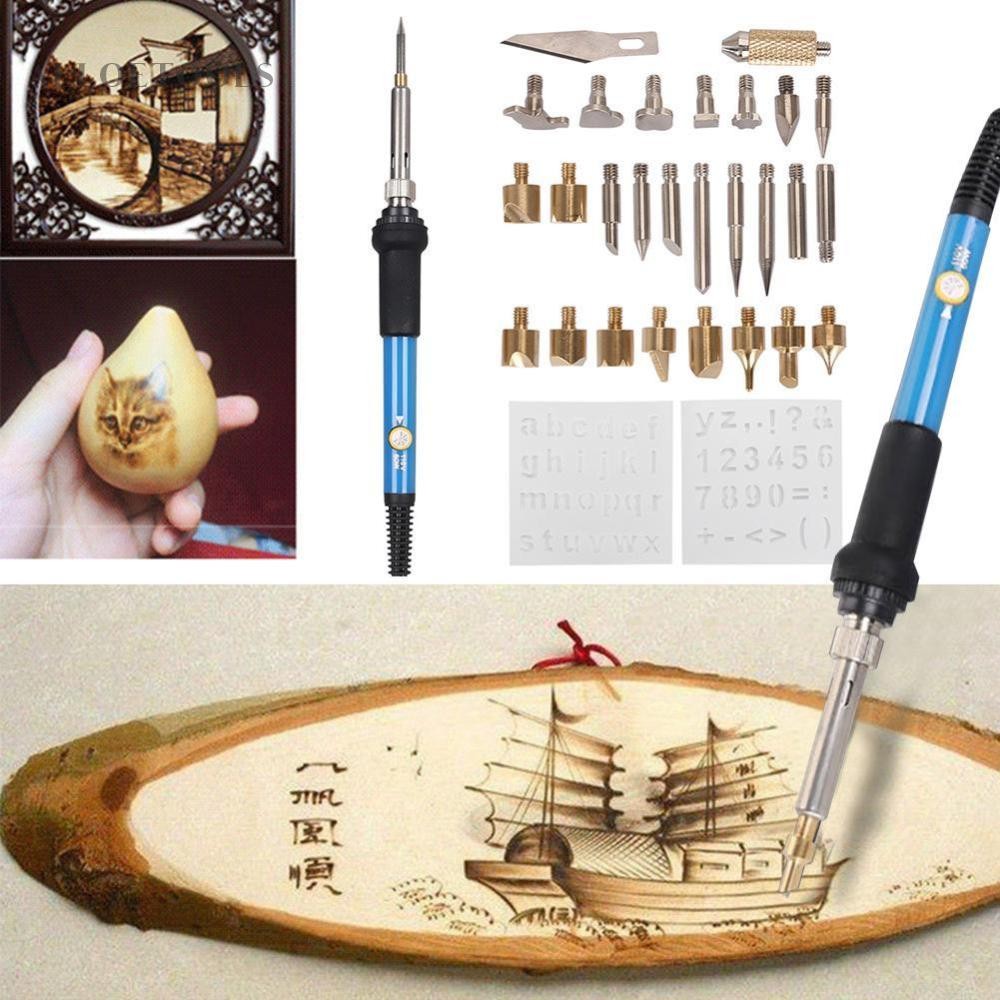 Pcs Wood Burning Kit Temp Adjustable Pyrography Pen Soldering Iron Carving Knife