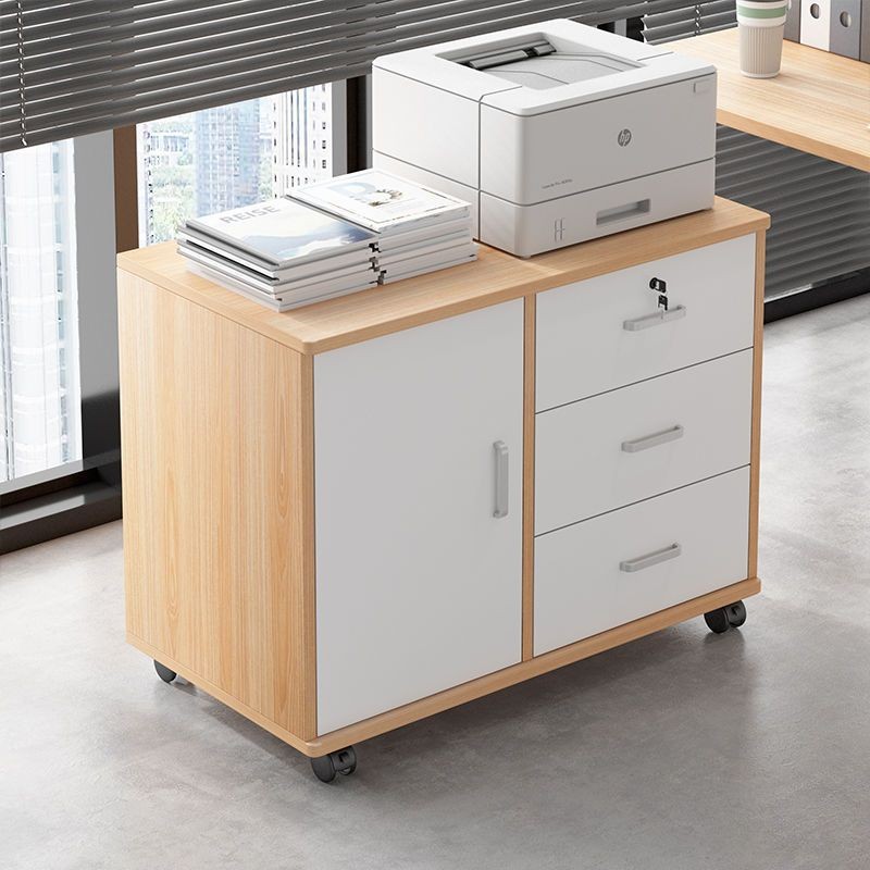 File Cabinet Mobile Storage Cabinet with Wheels under Table Low Cabinet ...