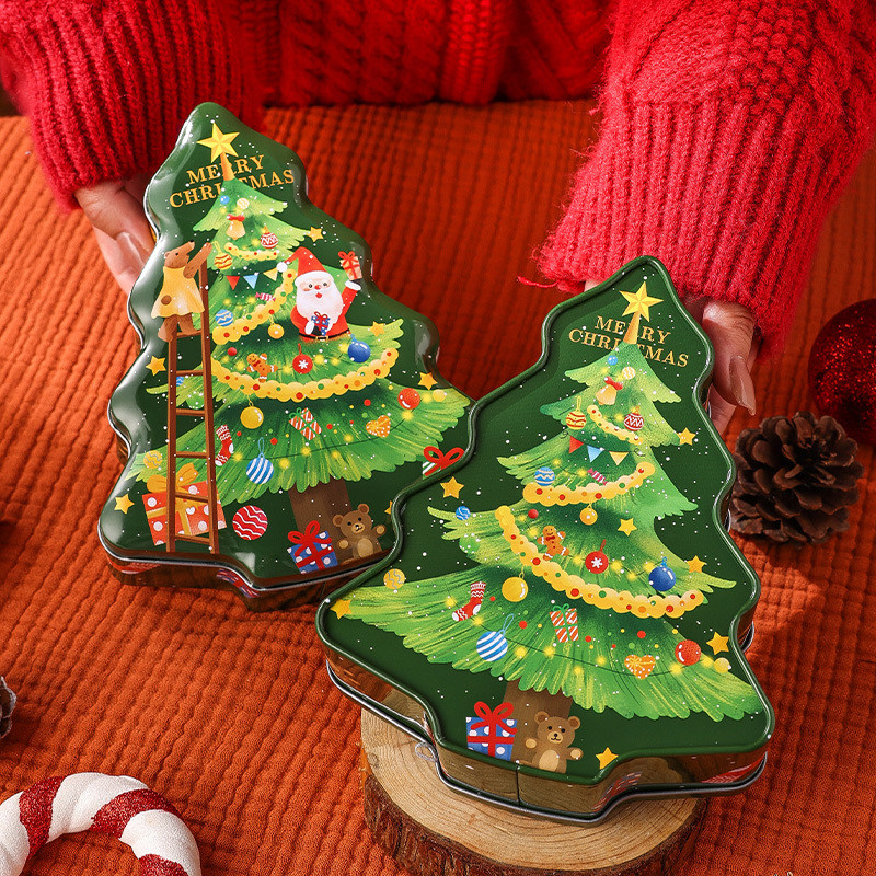 Christmas Special-Shaped Tin Can Christmas Tree Snack Box Gift Can ...