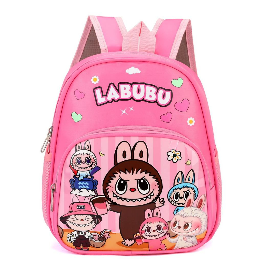 fashion Cute cartoon LABUBU 12 inch children's nylon student schoolbag ...