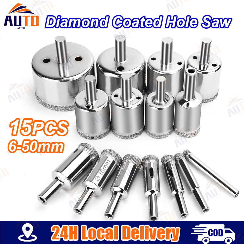 15pcs Diamond Bit Set Hole Saw Cutter Diamond Drill Bit Marble Glass ...