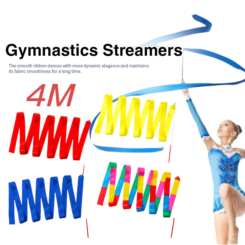 4m Gymnastics Rhythmic Dancing Ballet Ribbon Streamer Twirling Rod Wand ...