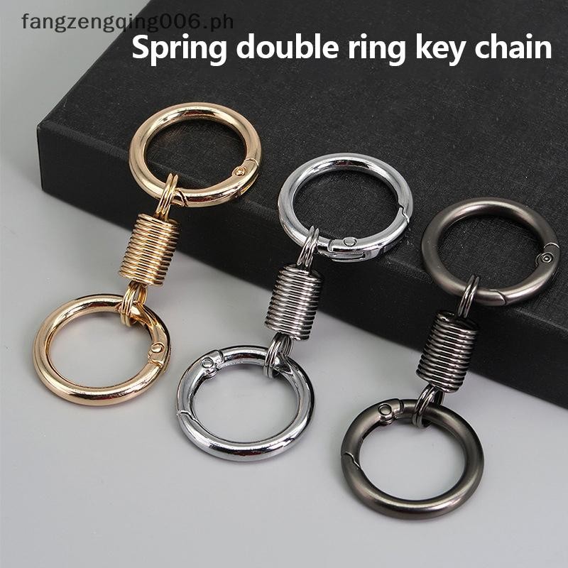 F6PH Personality Spring Double Coil Keychain Carabiner Buckle Key Rings ...