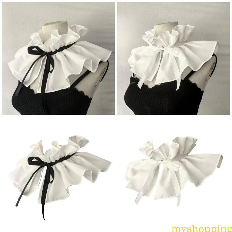 Ivy Detachable Stand Ruffle False Collar with Ribbon Ties for Fashion ...