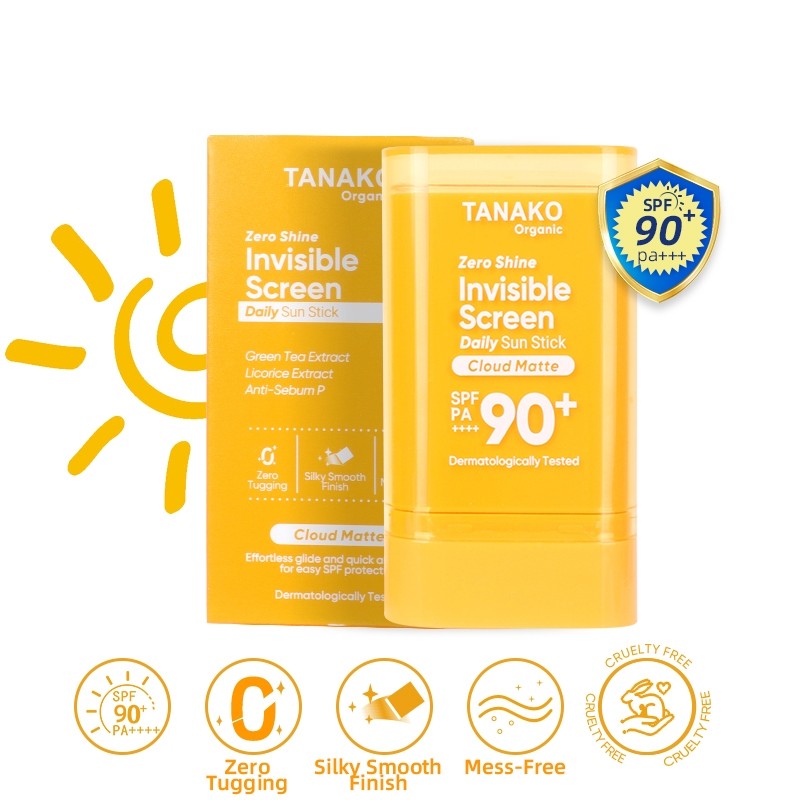 Tanako Organic Zero Shine Invisible Screen Daily Sun Stick SPF 90 22g ...