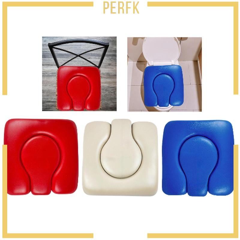 [Perfk] Commode Seat Cushion Portable PU Leather Universal Fit Sponge ...