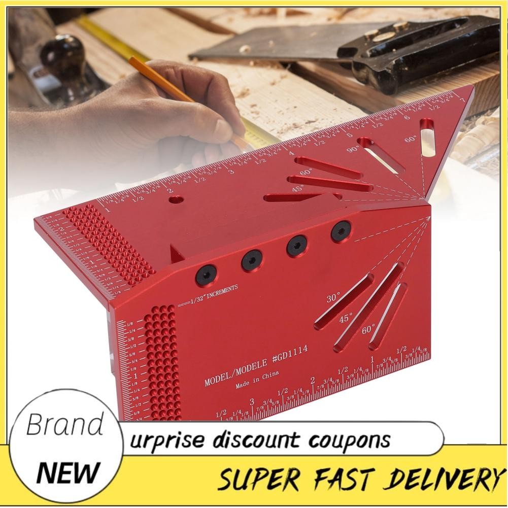 Freemarket Square Protractor Clear Scale 3D Multi Angle Measuring Ruler ...