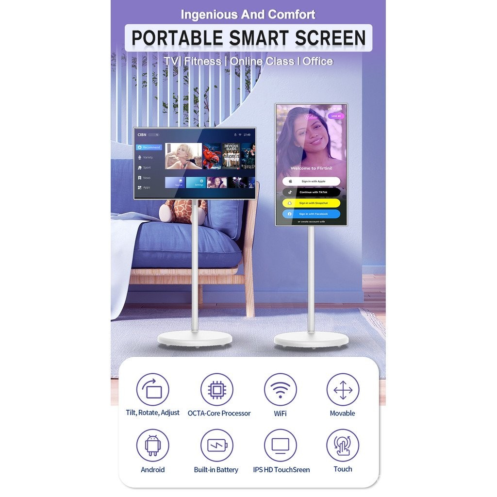 21.5Inch 22Inch 32Inch Standbyme 128G Android Floor Standing Smart Tv ...