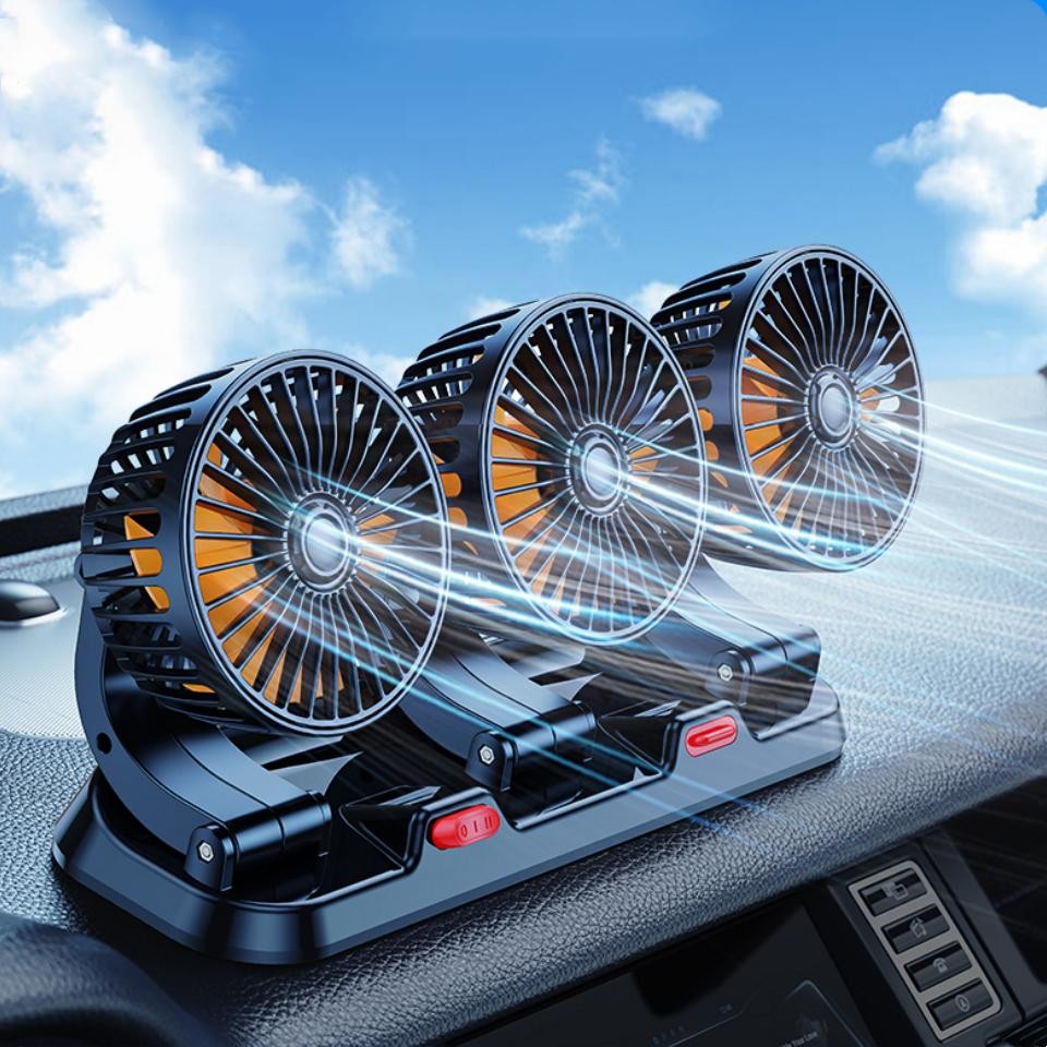Three Heads Car Fan Vehicle Fan 5V/12V/24V Automotive Fan 360 ...