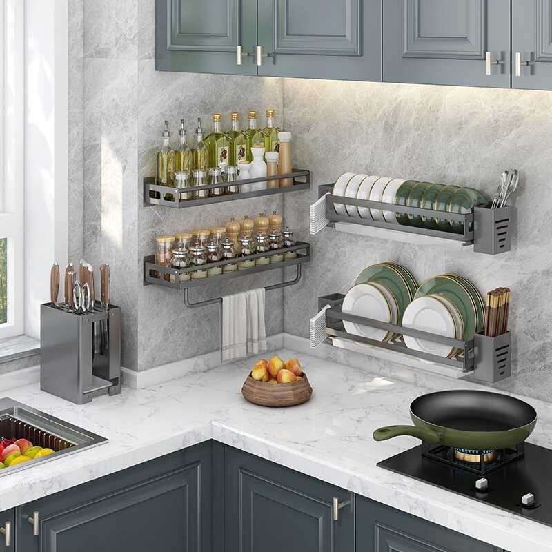 Spoon wall mounted bowl and plate storage rack 304 stainless steel bowl ...