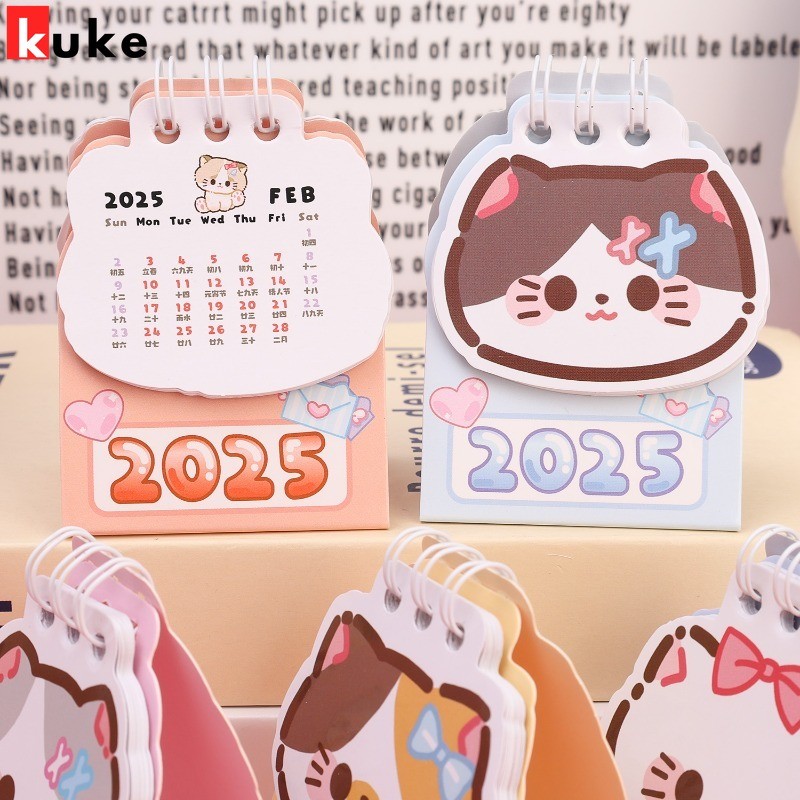 2025 Cute Cat Small Desk Calendar - Mini New Year Calendar - Office ...