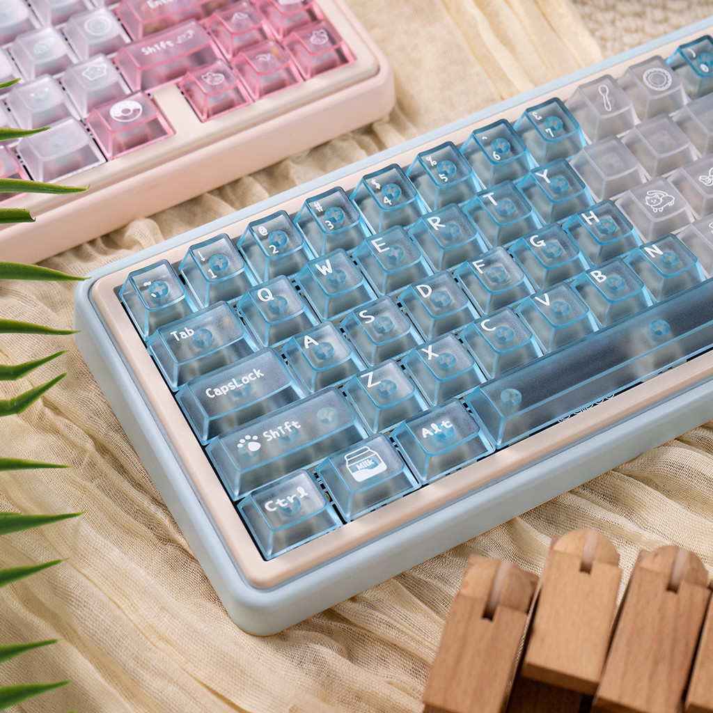 Foggy Transparent Keycap Heart-shaped Pink Blue Cherry profile RGB ...