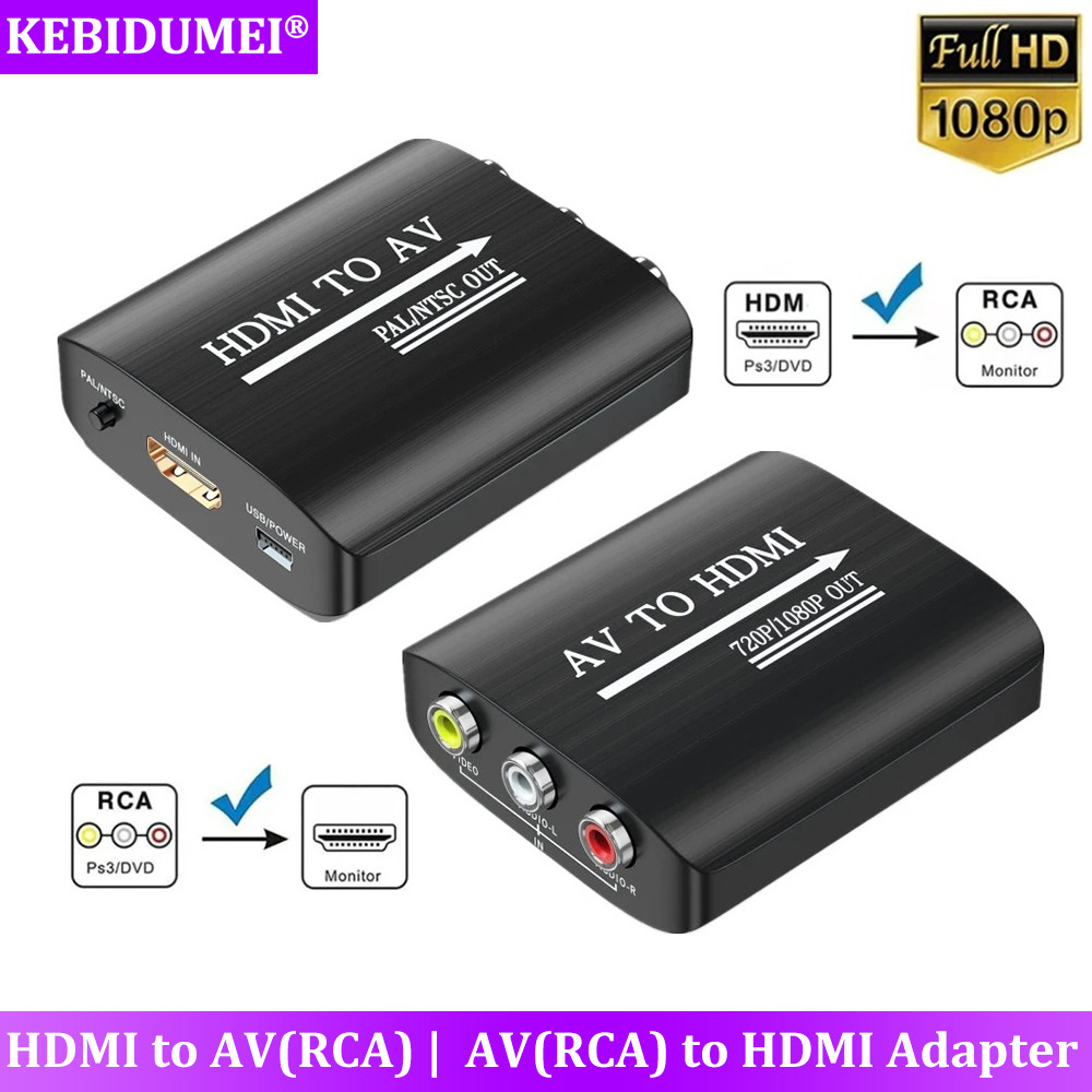 HD 1080P AV to HDMI Adpater RCA to HDMI-compatible Composite