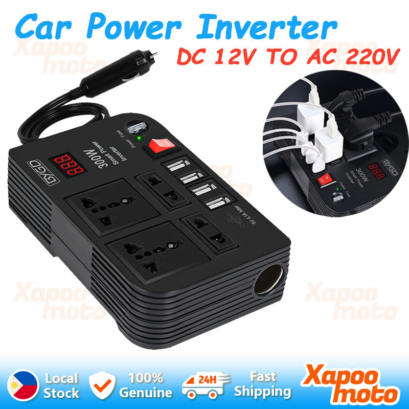 300W Multi-Functional Car Power Inverter with 4 USB Charging Port 4 AC ...