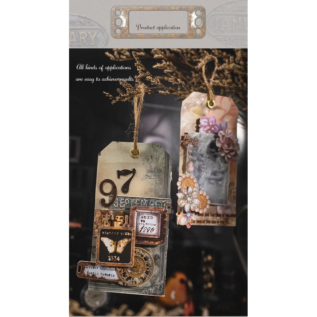 JIANWU Versatile Treasure Chest Series Vintage Flower Border Label ...