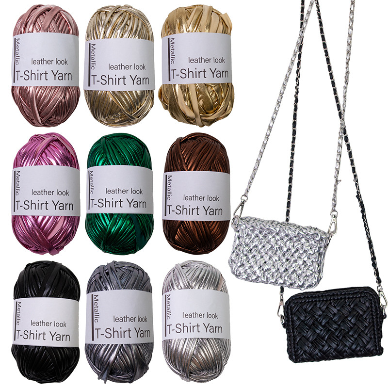 Metallic Luster Cloth Strip Yarn for Knitting Handbag Imitation Leather ...