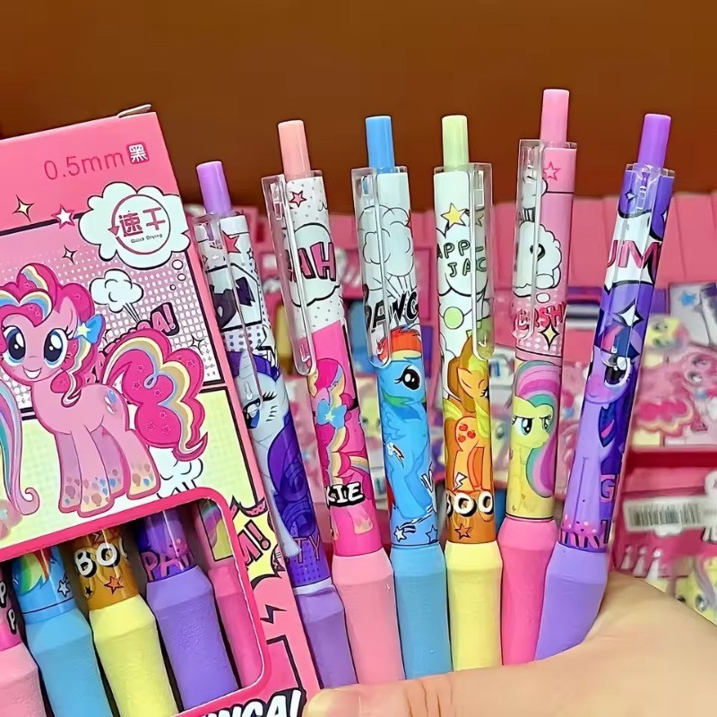 6Pcs/Set My Little Pony Series 0.5mm Gel Pen Cartoon Cute Press Black ...