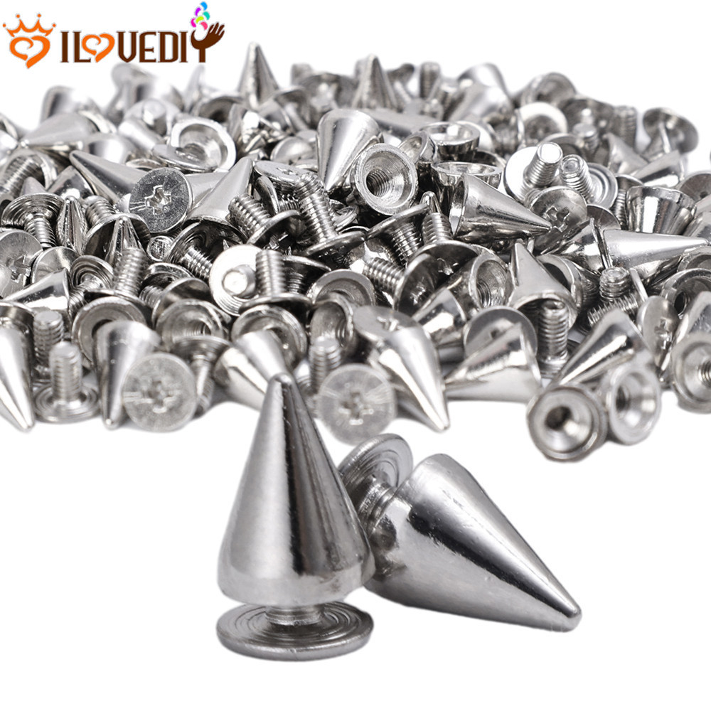 Zinc Alloy Silver Spike Rivets 10/20/50PCS Set for Clothing Bags Shoes ...
