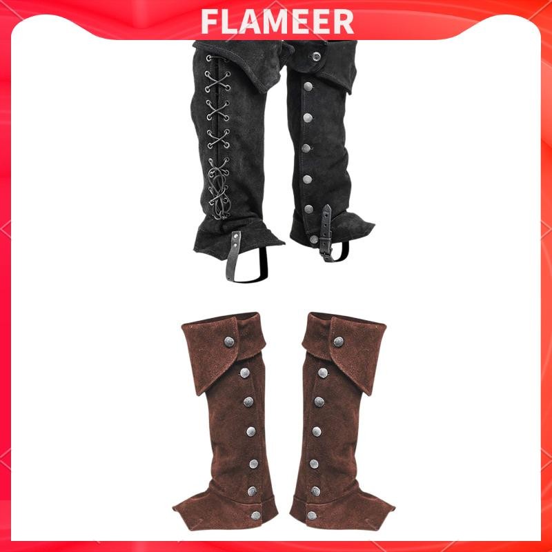 [Flameer] Faux Leather Medieval Knight Boot Covers Spats Waterproof Leg ...