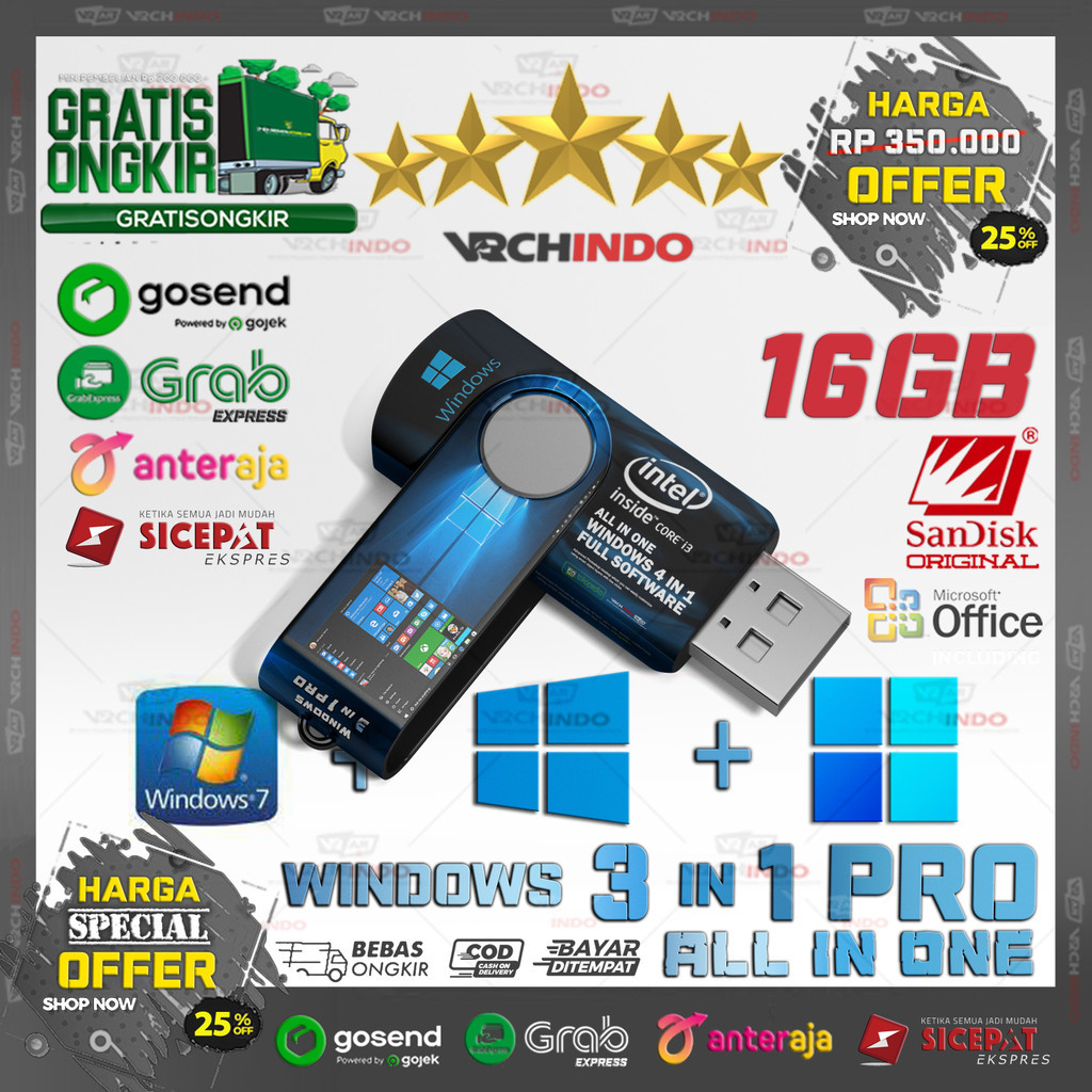 USB Flashdisk Installer Multi OS (3 in 1 Boot) for Laptop Operation ...