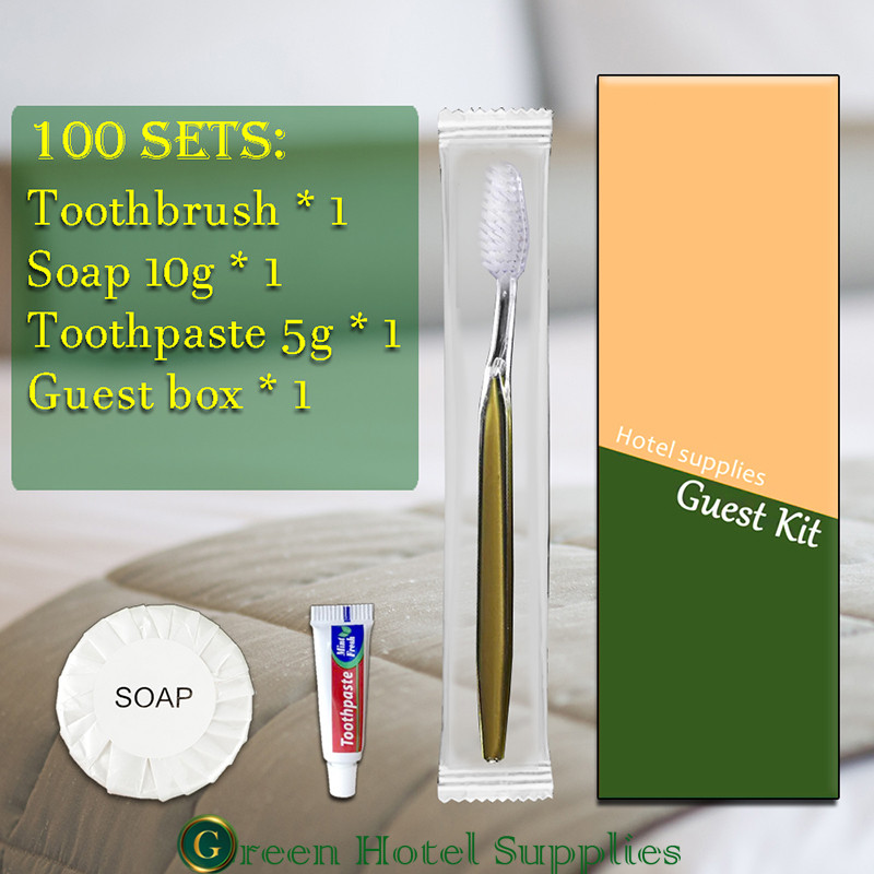 100 sets guest kit guest kit Hotel supplies with toothbrush toothpaste ...
