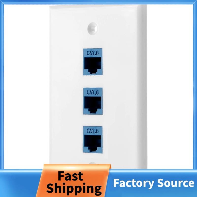 1Pack 3-Port Ethernet Wall Plate, RJ45 Wall Plate with RJ45 Inline ...