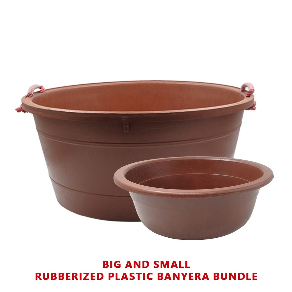 2pcs Industrial Grade Rubberized Plastic Round Banyera LARGE w/ Basin ...