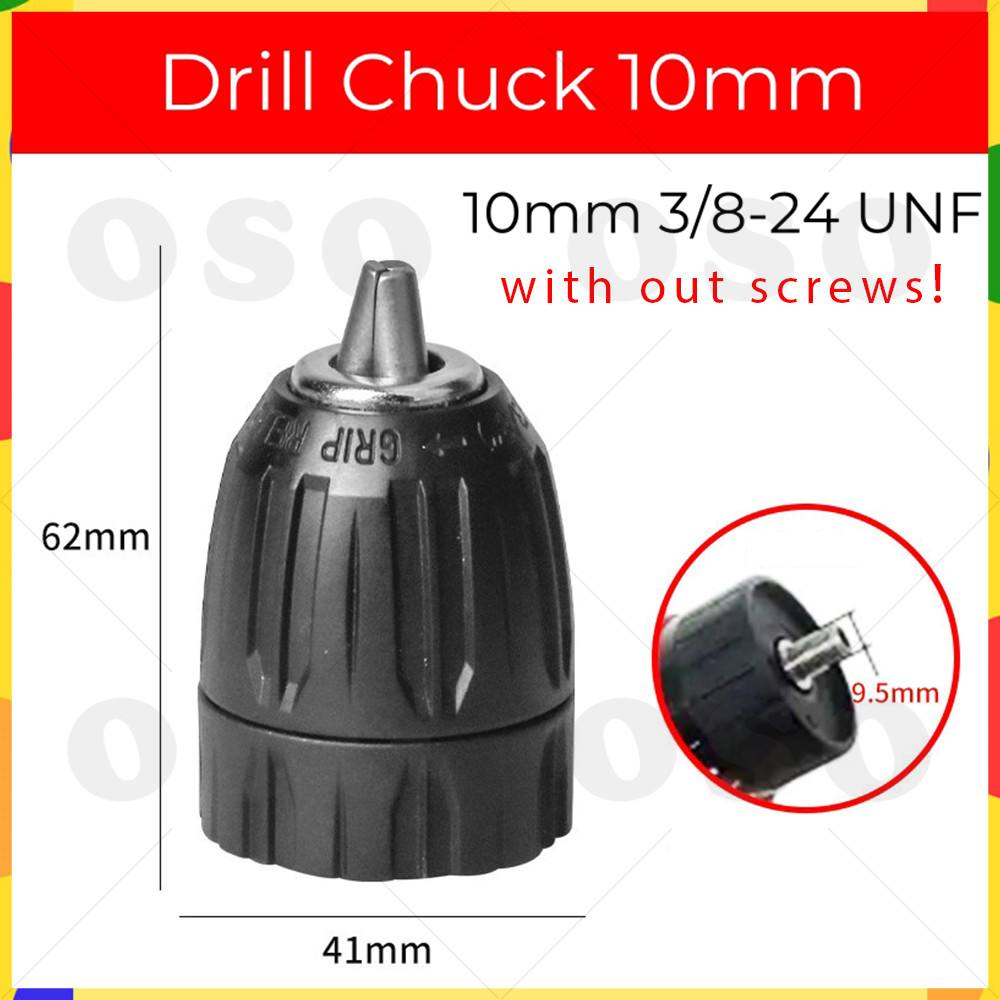 3/8-24 UNF Non Self Locking Drill Chuck 10mm All Metal Multiple ...