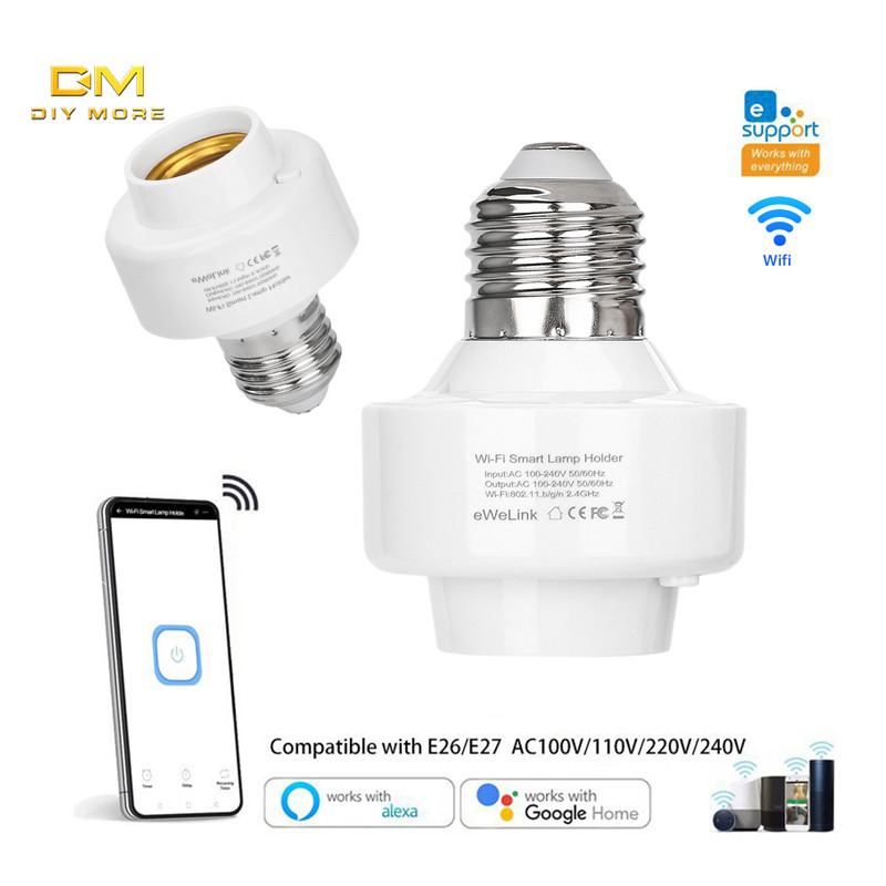 DIYMORE Smart WiFi Bulb Socket E26 E27 Light Bulb Adapter has Access to ...