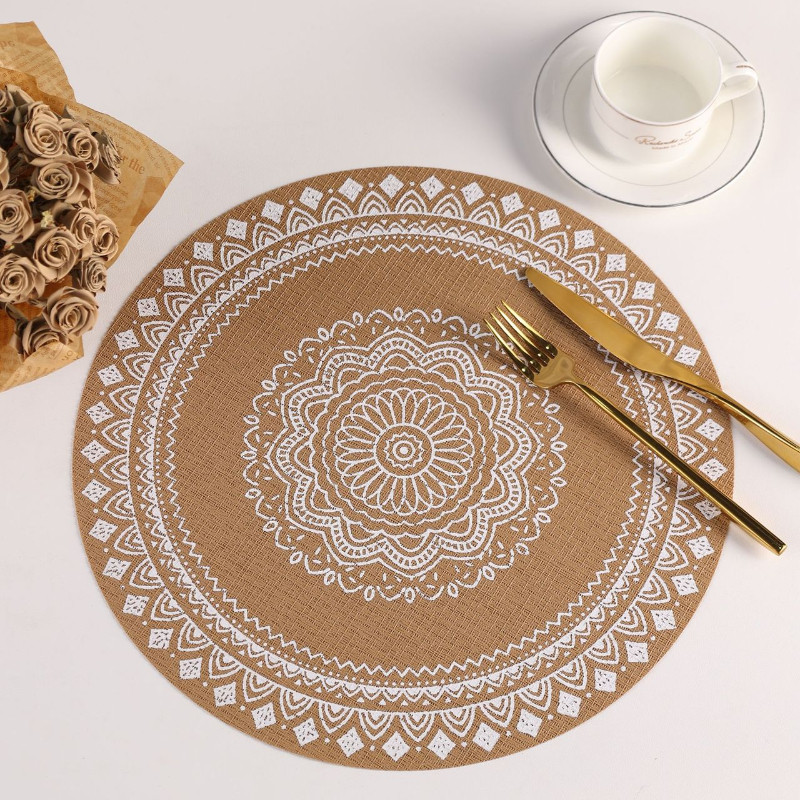 38CM Cotton Linen Table Mat Round Table Cover Waterproof And Oil-proof ...