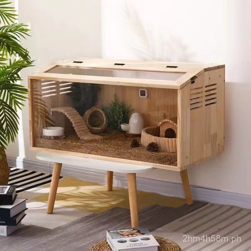 Image showcasing Solid Wood Rutin Chicken Feeding Box Dedicated Pet Cage Breeding ...