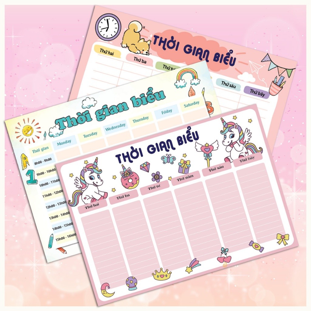 Learning Timetable for children with many cute designs in A5-BBK size ...