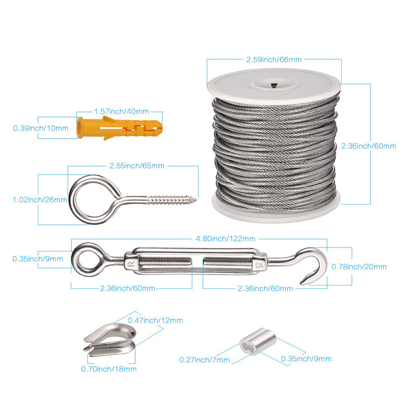 50M Flexible Wire Rope Clothesline Stainless Steel Tent Cord ...