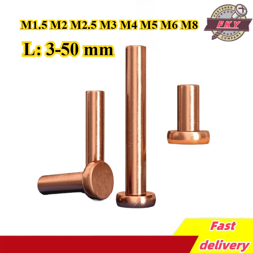Copper Rivets Copper Flat Head Solid Rivets Copper Nails M1.5M2 ...