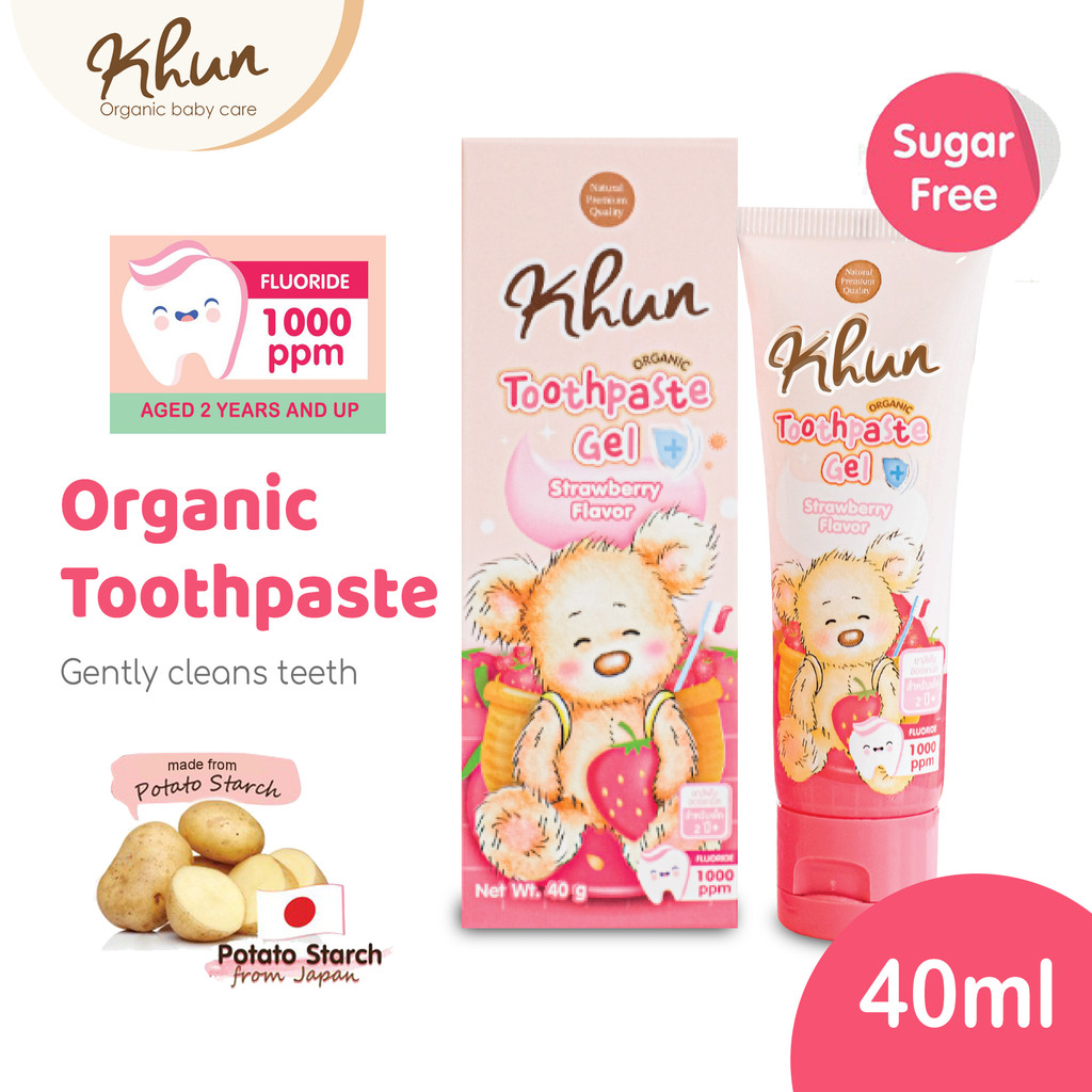 Khun Organic Japanese Toothpaste (1000ppm) 40ml - Strawberry baby ...