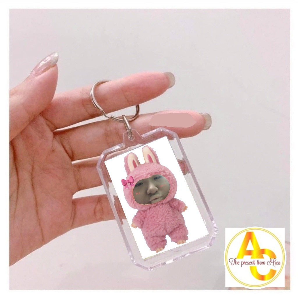Labubu keychain with transparent mica surface - decor shop | Shopee ...