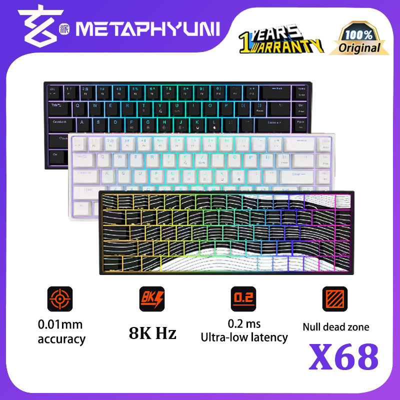 METAPHYUNI X68 Contour Magnetic Switch Mechanical Keyboard, 0.2ms Low ...