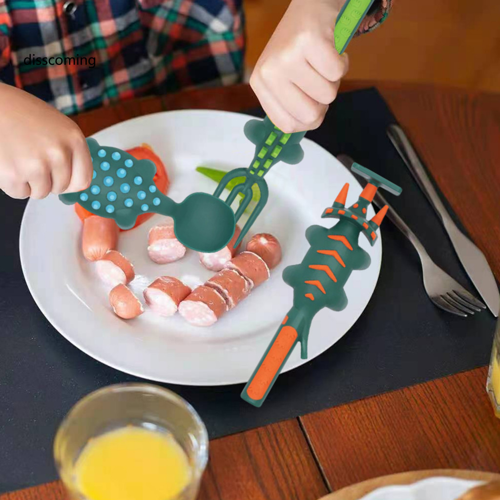 SL| Educational Mealtime Tools Portable Cutlery Set Fun Dinosaur ...