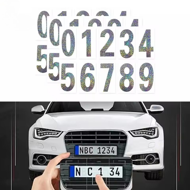 Car License Plate Reflective Number Label Stickers Waterproof Digital ...