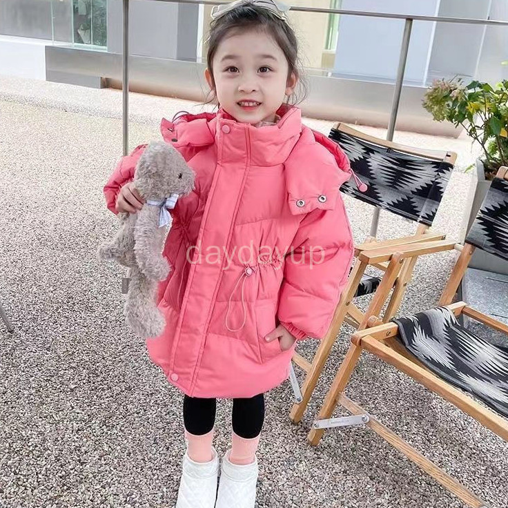 Girls Mid Length Cotton Jacket New Thickened Coat Children's Autumn Winter  Cotton Clothing