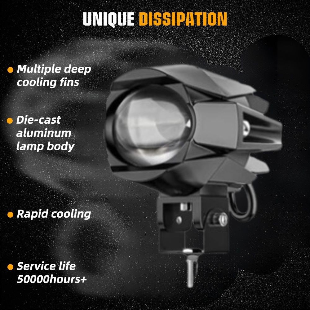 Motorcycle Led Auxiliary Light Dual Lens Fog Modification Headlight ...