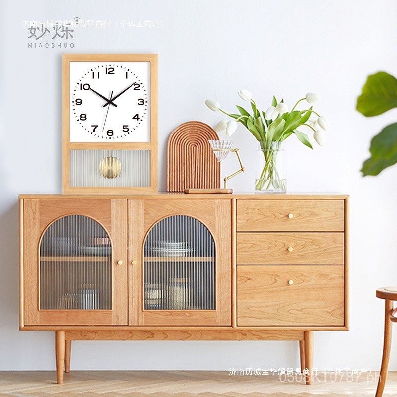 Solid Wood Home Living Room Japanese Log Style Watch Old-Fashioned ...