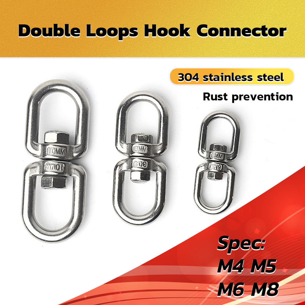 Lind Kitchen 2PCS M4 Double Ended Swivel Eye Hook 304