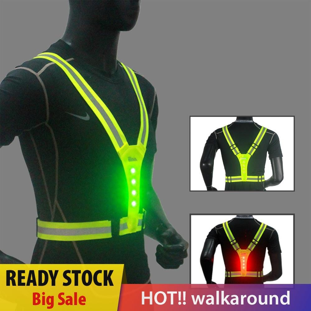 LED Reflective Running Vest, High Visibility Warning Lights Safety Gear ...